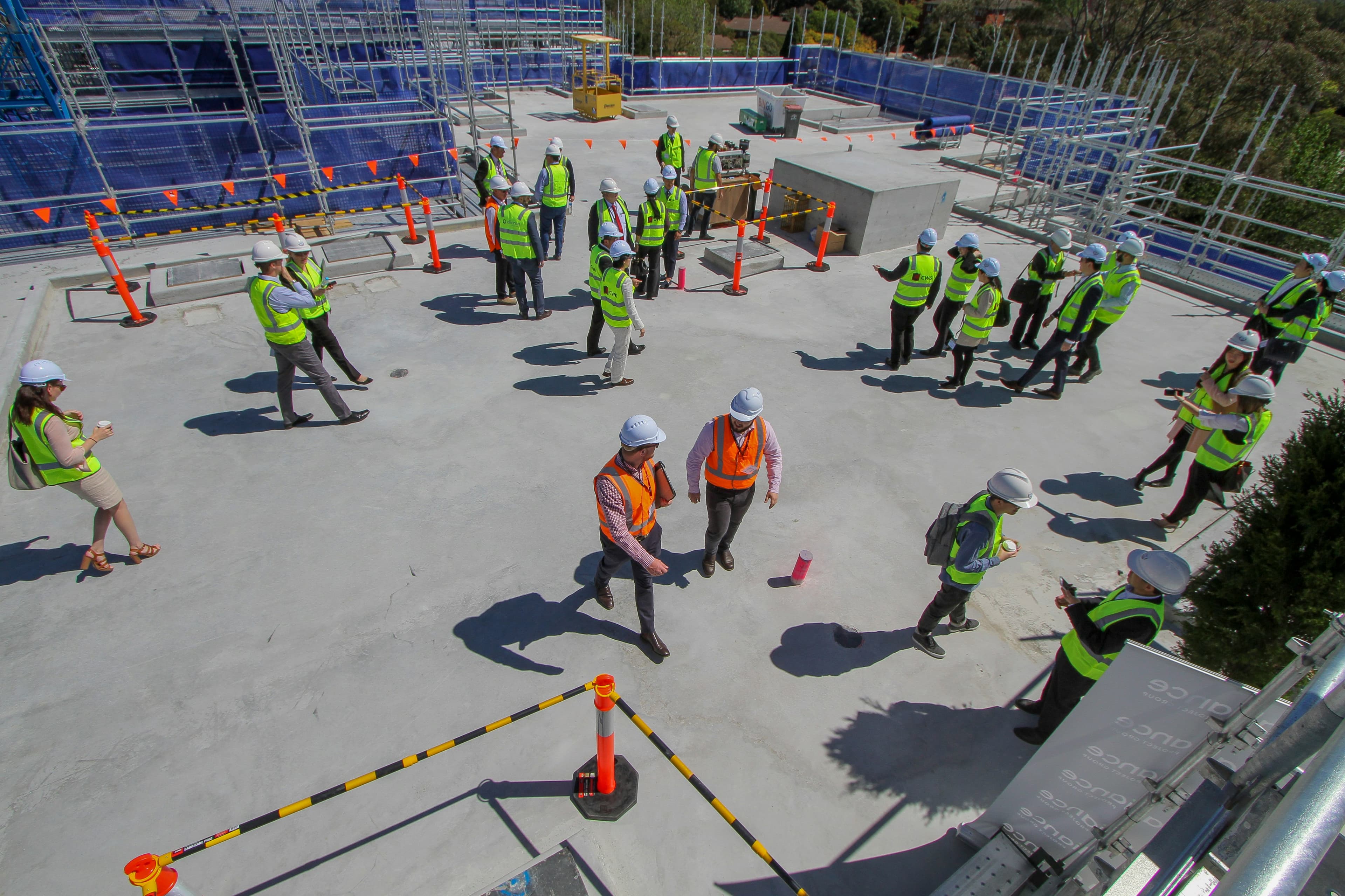 Skilled labour crew mobilising on site